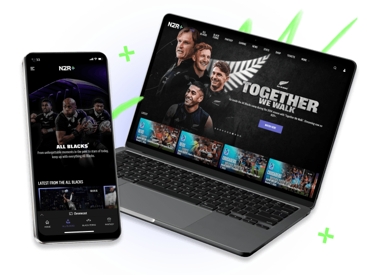 Device showing NZR Plus app on phone and tablet
